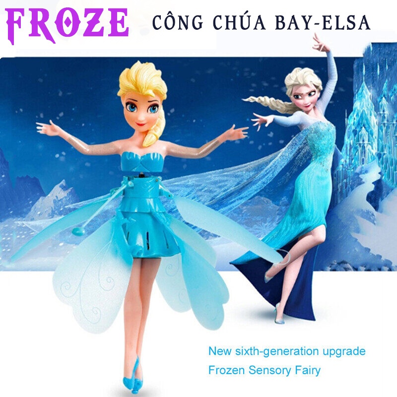 Búp Bê Tiên Nữ Đang Bay Điều Khiển Cảm Ứng Hồng Ngoại Hợp Thời Trang Mới-Đồ chơi cho bé gái công chúa Frozen Đèn LED