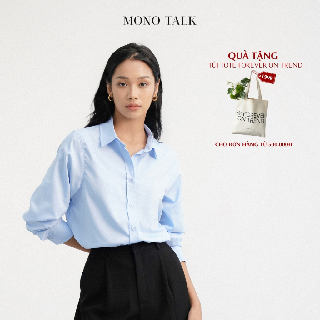 Sơ Mi Regular MONOTALK Dài Tay - Áo Sơ Mi Nữ Công Sở Chất Thô Ít Nhăn (Nhiề