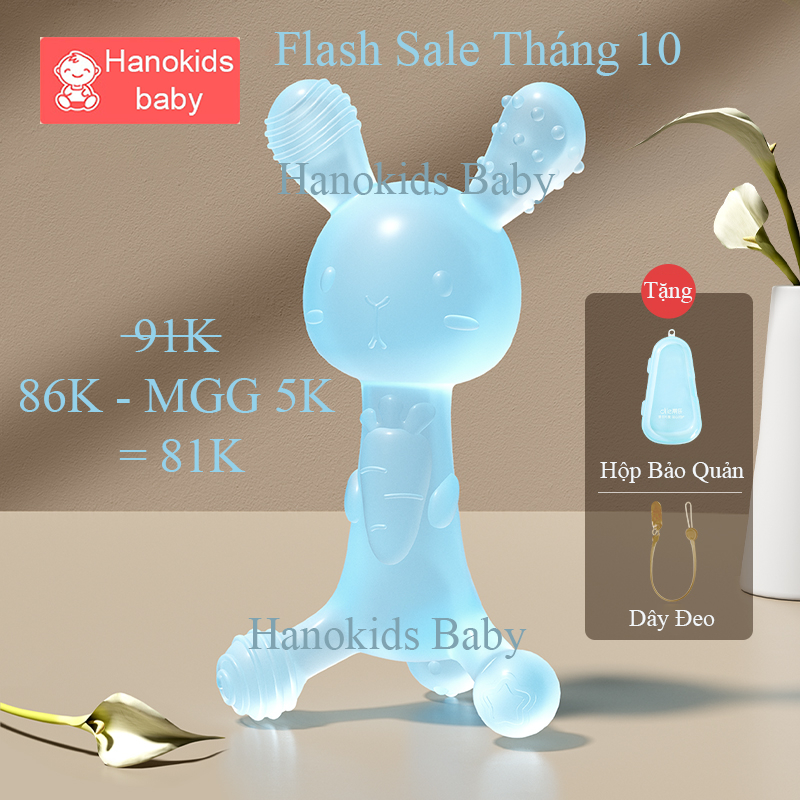 Gặm Nướu Cho Bé Sơ Sinh Silicon Cao Cấp Hình Thỏ Cầm Tay – Hanokids Baby