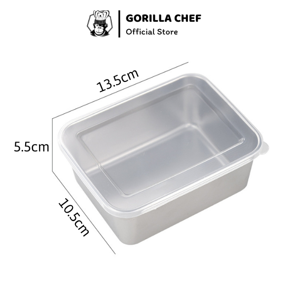 Hộp đựng đồ ăn mini Gorilla Chef - Hộp inox có nắp 600ml bảo quản thực phẩm dùng được lò vi sóng, bếp từ