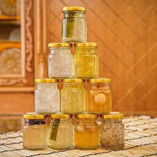 Hũ, lọ thuỷ tinh làm sữa chua, chưng yến, đựng bột nắp thiếc 75ml (70ml) - chọn màu nắp