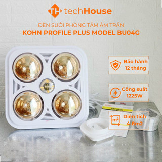 Đèn Sưởi Phòng Tắm Âm Trần 4 Bóng Kohn, Chống Chói Mắt, Không Đốt Cháy Oxy, Bóng Đèn Có Màu Vàng, Bảo Hành Bóng 5 Năm