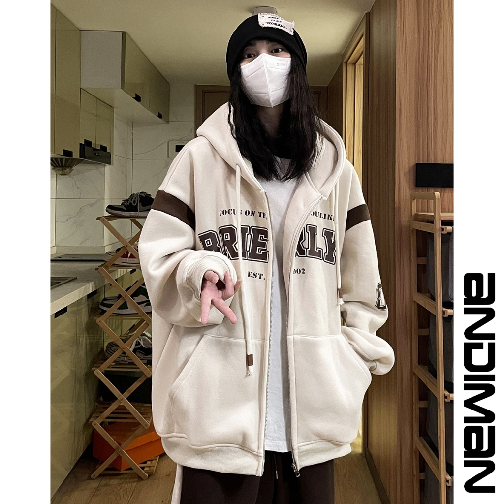 Áo Khoác Hoodie Zip FKZ Unisex BRIERLY Chất Nỉ Bông Ulzzang Thu Đông Nam Nữ Form Rộng