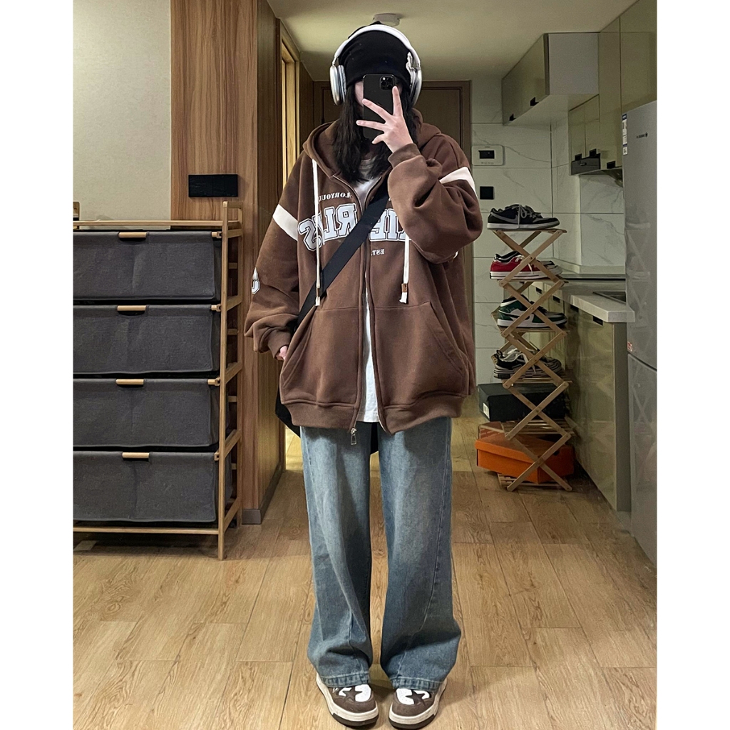 Áo Khoác Hoodie Zip FKZ Unisex BRIERLY Chất Nỉ Bông Ulzzang Thu Đông Nam Nữ Form Rộng