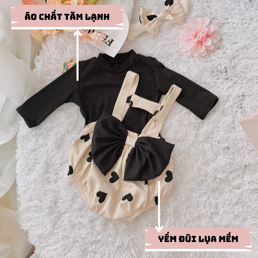 Bodysuit yếm rời RIOKIDS cho bé gái sơ sinh mặc đi chơi, thôi nôi, đầy tháng, Lễ Tết BD144