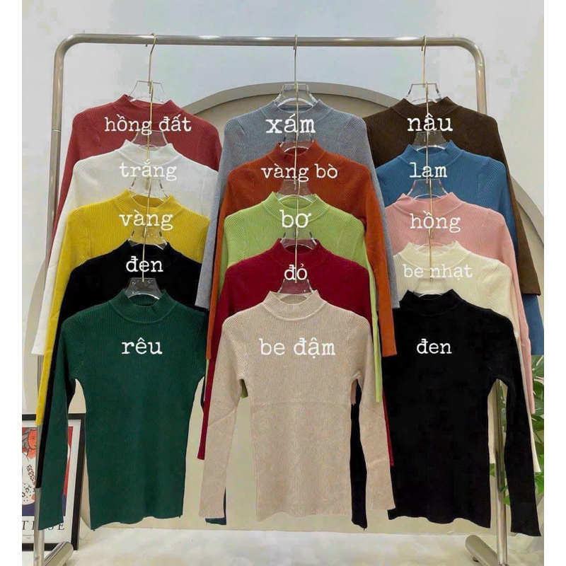 Áo len tăm nữ cổ 3 phân, áo len tăm dài tay