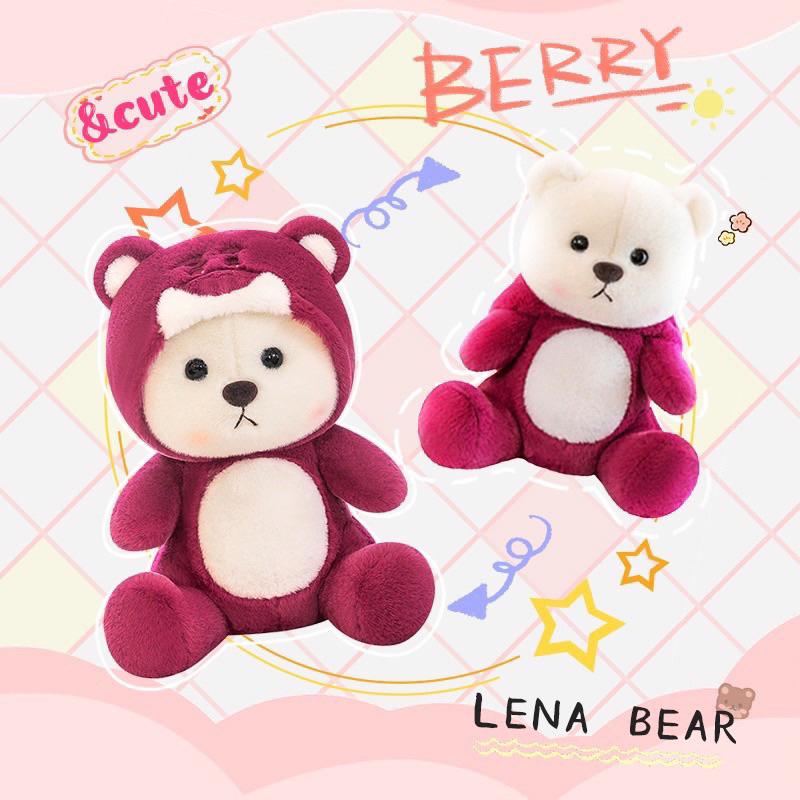 25cm Thú Bông GẤU DÂU LOTSO Cao Cấp Đáng Yêu-Lông Siêu Mịn-Siêu Xinh