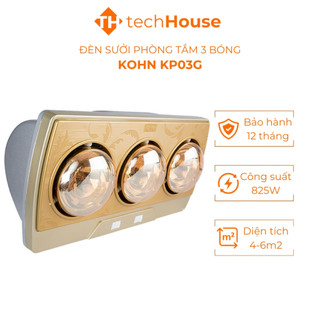 Đèn Sưởi Phòng Tắm 3 Bóng Kohn KP03G 825W Thiết Kế Đẹp Mắt, Chống Chói Mắt, Không Đốt Cháy Oxy, Đèn Sưởi Treo Trường