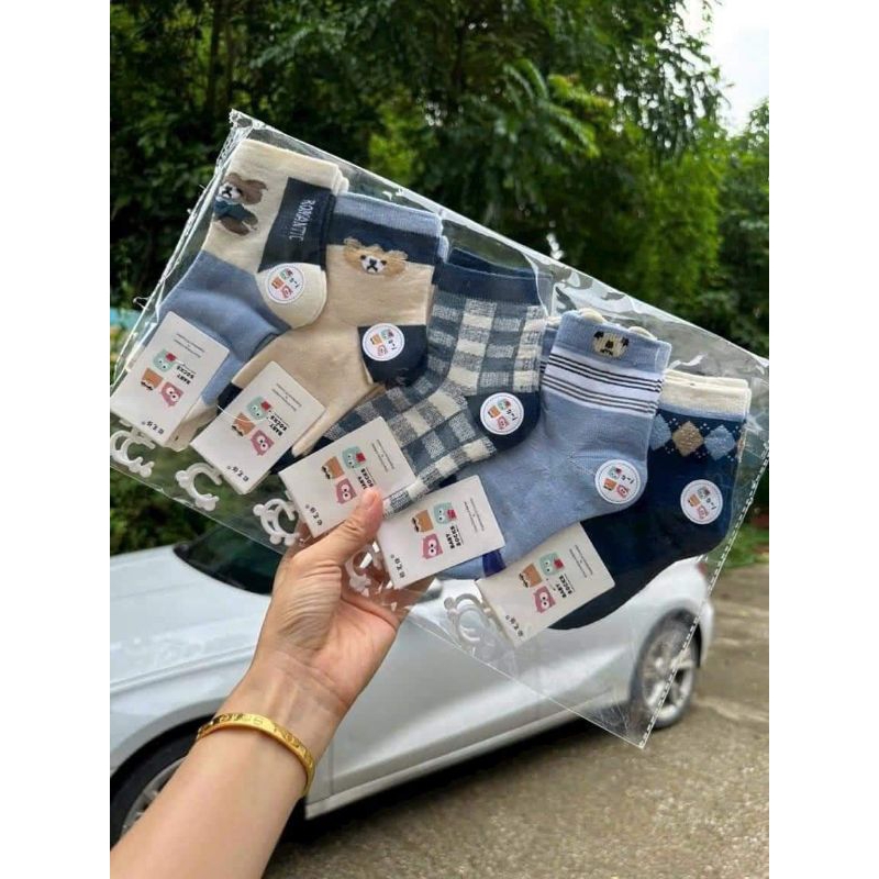 Sét 10 đôi tất trẻ em gấu kẻ