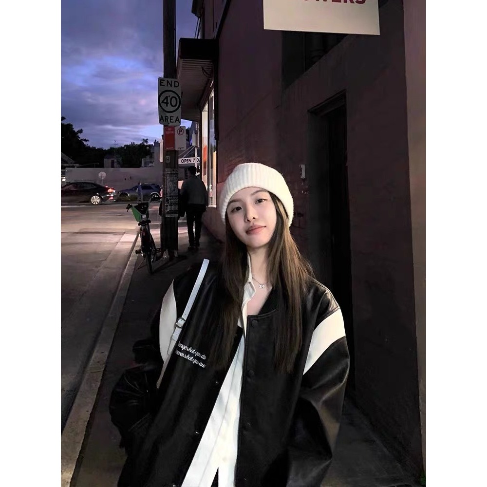 Áo khoác bomber da thêu ulzzang trendy 2023