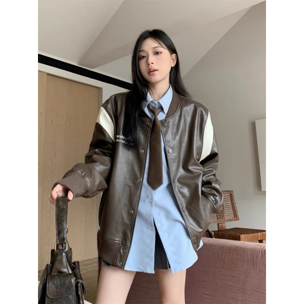 Áo khoác bomber da thêu ulzzang trendy 2023