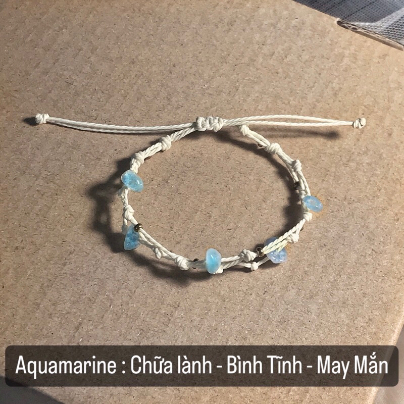 Vòng tay Aqua, Peri.dot , Strawberry Quartz dâu tây phối hạt cườm may mắn