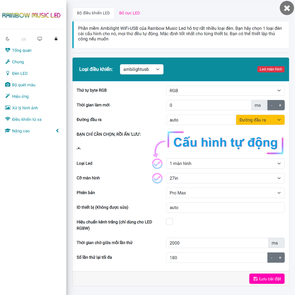AMBILIGHT.VN - Led bàn Ambilight USB Pro Max - AI theo màu technology + nháy nhạc 100 hiệu ứng - RAINBOW MUSIC LED