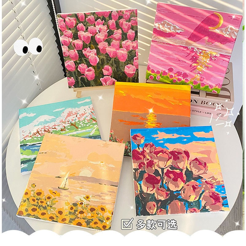 Tranh tô màu số hóa hoa tulip kèm khung màu vẽ kích thước 20x20 cm Tranh tô màu theo số đáng yêu diy
