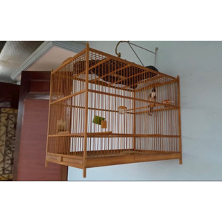 Khung lồng tập lực chim chào mào tự ráp lồng tập lực chào mào chất liệu tre già kích thước 60,80cm