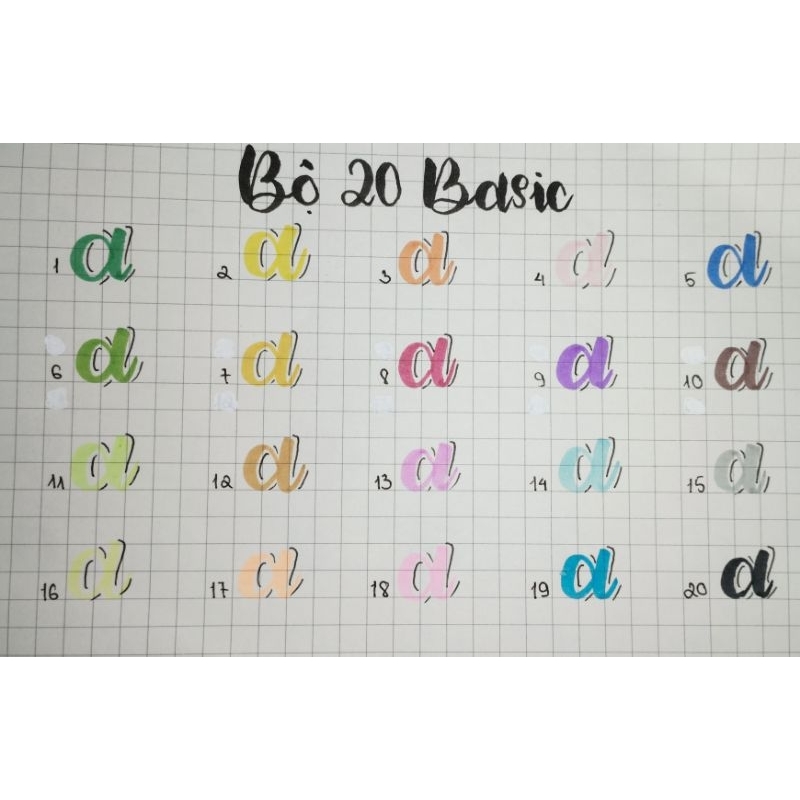 [Sẵn] Lẻ bút Fiber Pen bộ 20 màu Basic chính hãng có thể viết calligraphy hoặc dùng làm highlight