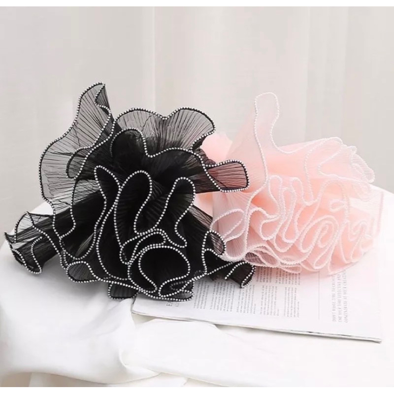 Giấy gói hoa-cuộn VOAN NGỌC,voan sóng viền ngọc trang trí bó hoa 28cm*2m