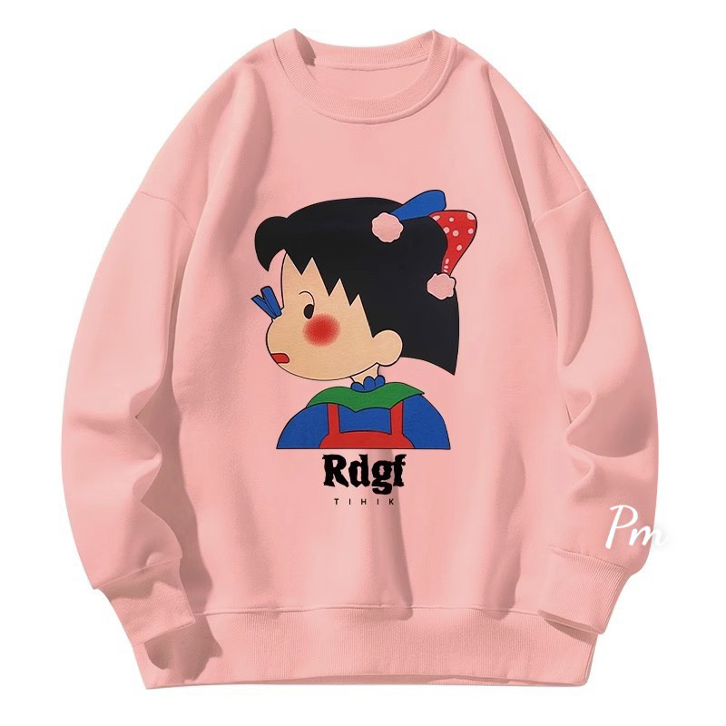 Áo nỉ bo họa tiết cô bé nhìn nghiêng chất nỉ lót bông PM11