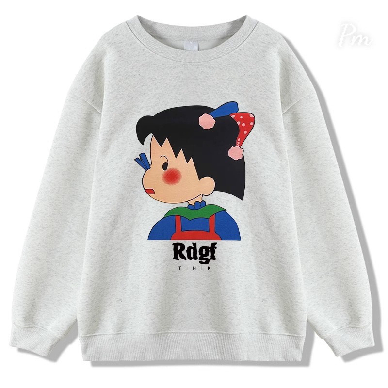 Áo nỉ bo họa tiết cô bé nhìn nghiêng chất nỉ lót bông PM11