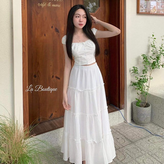 Chân váy midi voan bèo Hàn Quốc