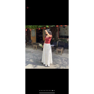 Chân váy midi voan bèo Hàn Quốc