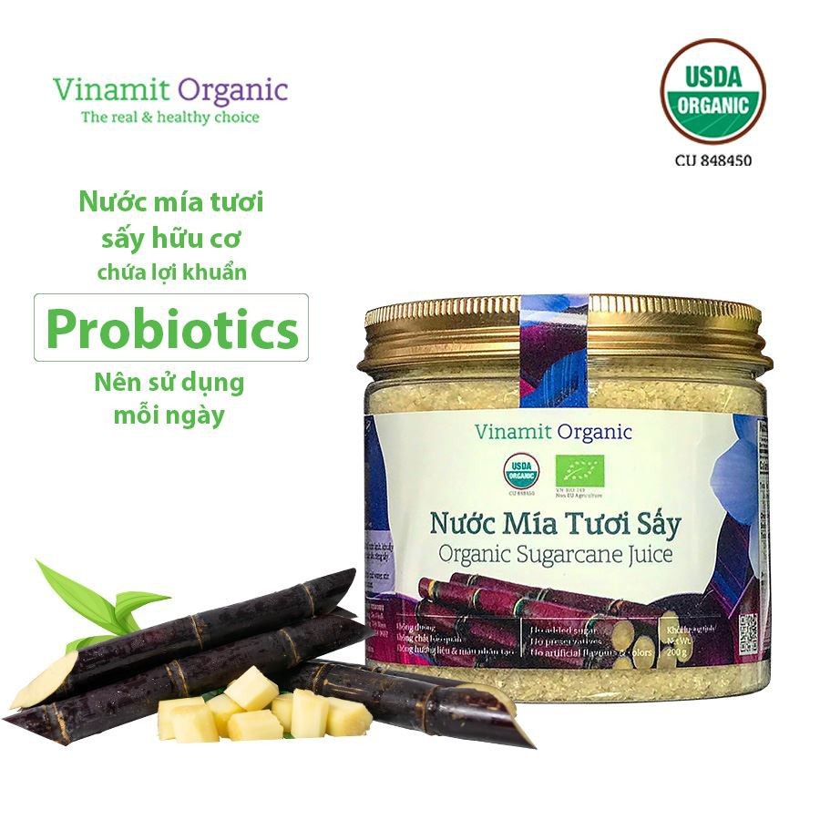 Nước mía sấy organic sugarcane juice Vinamit 120g