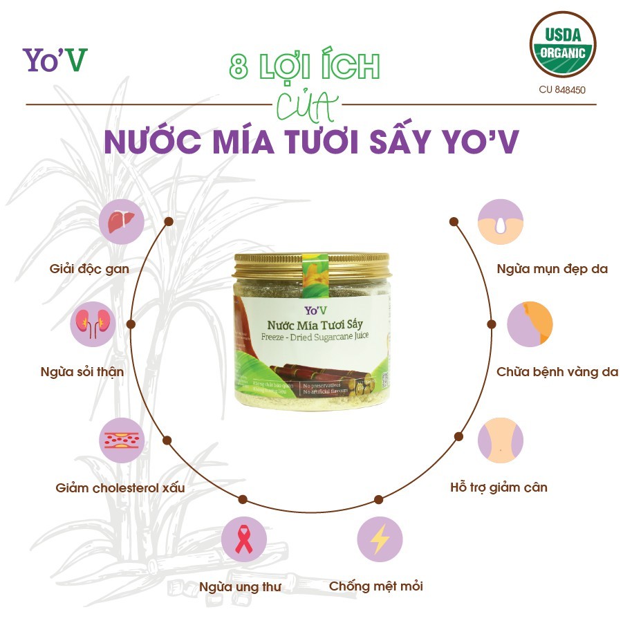 Nước mía sấy organic sugarcane juice Vinamit 120g