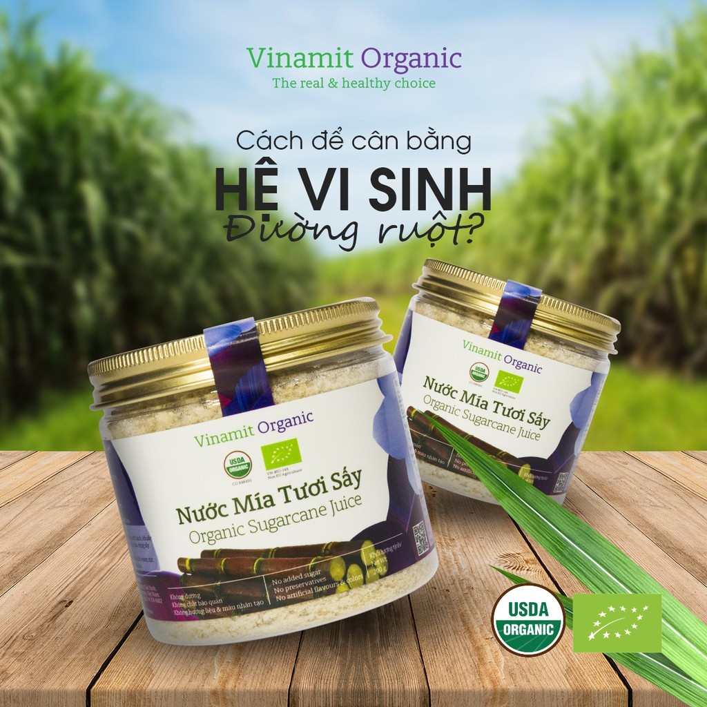 Nước mía sấy organic sugarcane juice Vinamit 120g