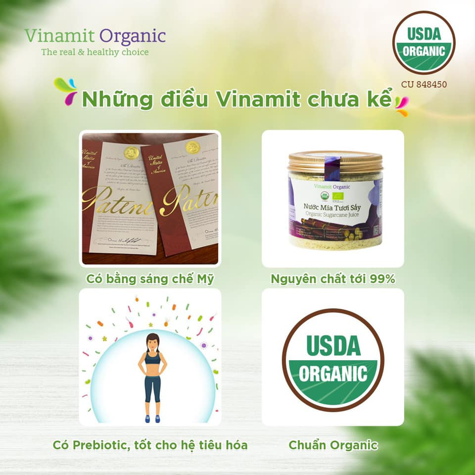 Nước mía sấy organic sugarcane juice Vinamit 120g