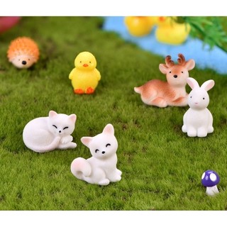 Mô Hình Mèo Trắng và Hồ Ly Trắng Làm Tiểu Cảnh - trang trí terrarium / decord mô hình quà tặng trang trí