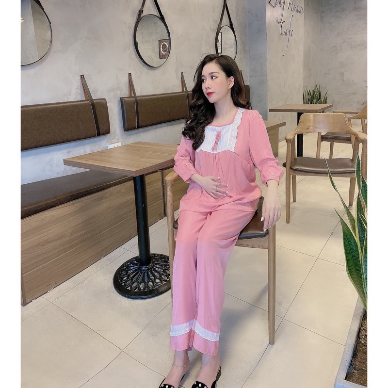 Bộ bầu mặc nhà kết hợp sau sinh đính nơ A030