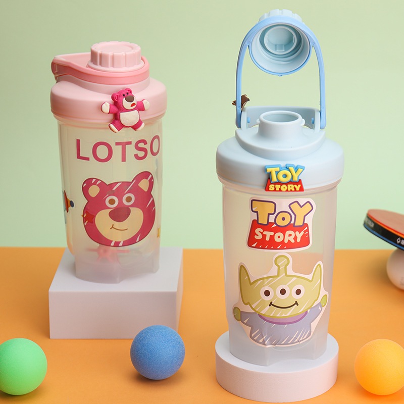 Bình Nước 3D Bằng Nhựa Họa Tiết Gấu Hồng Dễ Thương 500ml