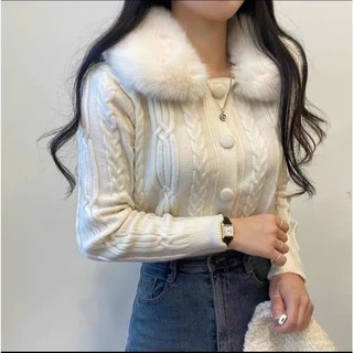 bán sỉ Áo len thừng cổ lông hàng qc