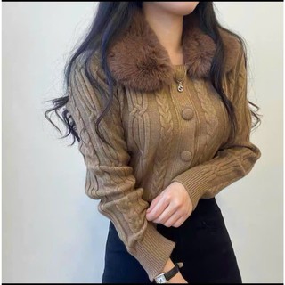 bán sỉ Áo len thừng cổ lông hàng qc