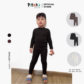 Bộ giữ nhiệt PISARO kids thu đông dáng ôm dài tay cao cổ dày dặn cho bé trai bé gái từ 1-9 tuổi