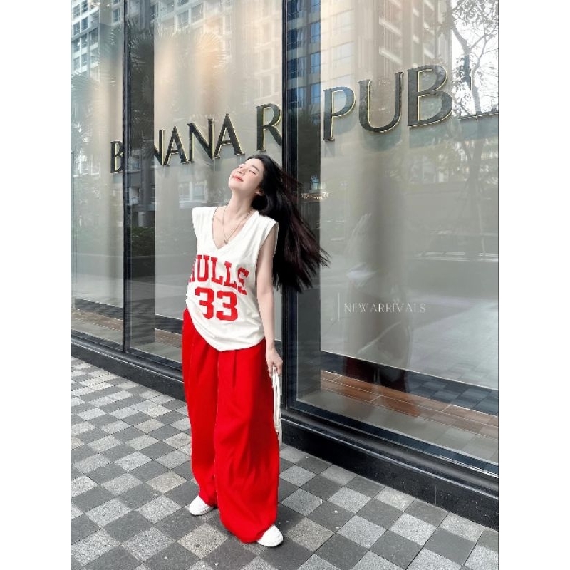 Set áo sat nách hill 33 cổ vuông kèm quần suông có túi 2 bên siêu sang chảnh cho các nàng