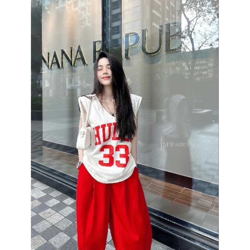 Set áo sat nách hill 33 cổ vuông kèm quần suông có túi 2 bên siêu sang chảnh cho các nàng