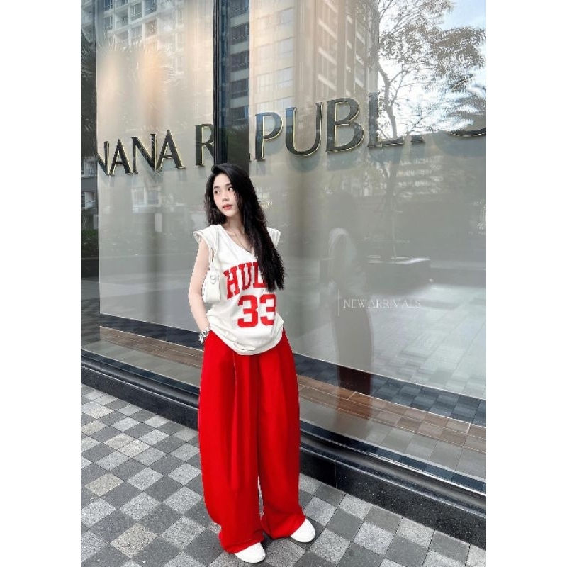 Set áo sat nách hill 33 cổ vuông kèm quần suông có túi 2 bên siêu sang chảnh cho các nàng