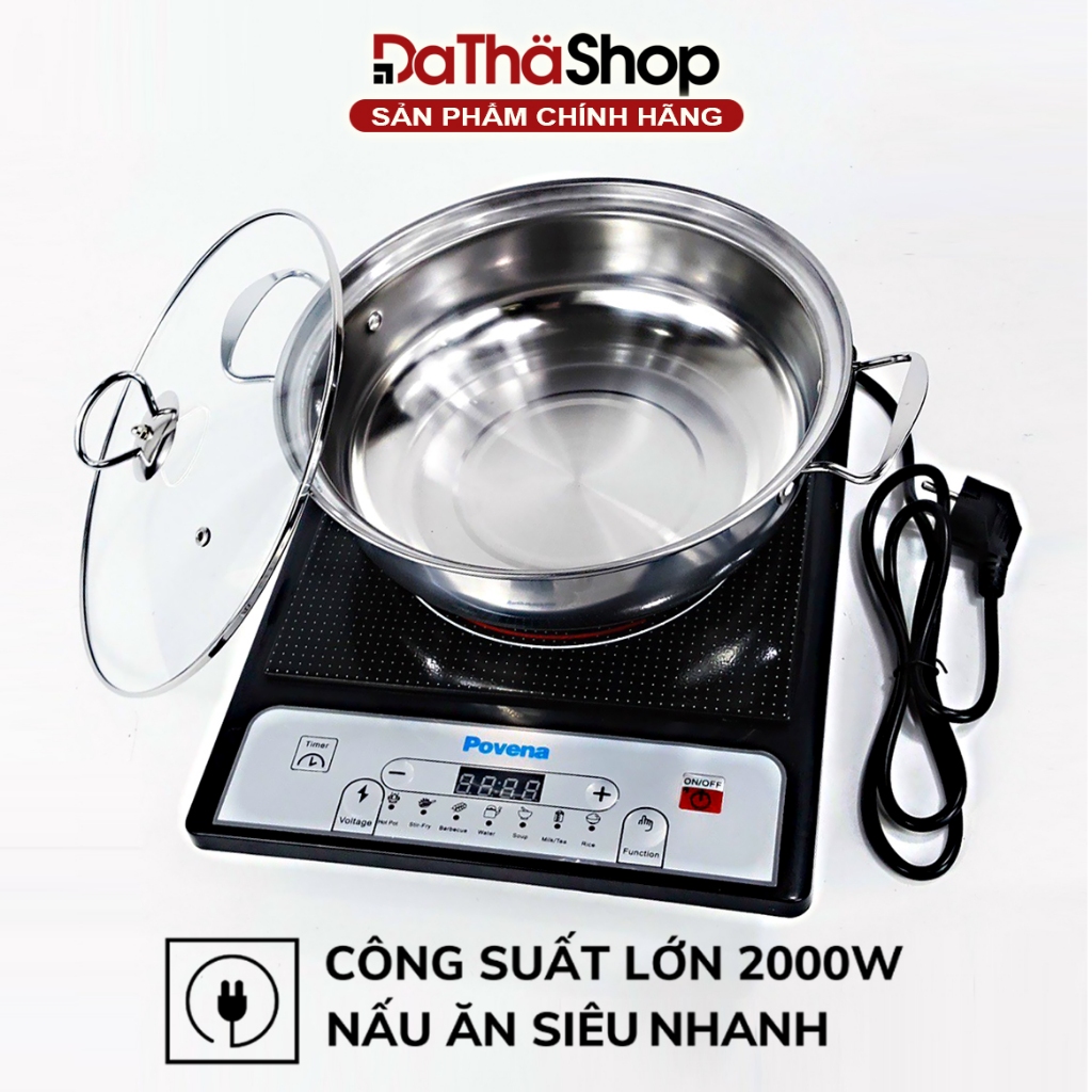 Bếp Từ POVENA PVN-21 Kèm Nồi Inox Vung Kính Hàng Việt Nam Chất Lượng Cao