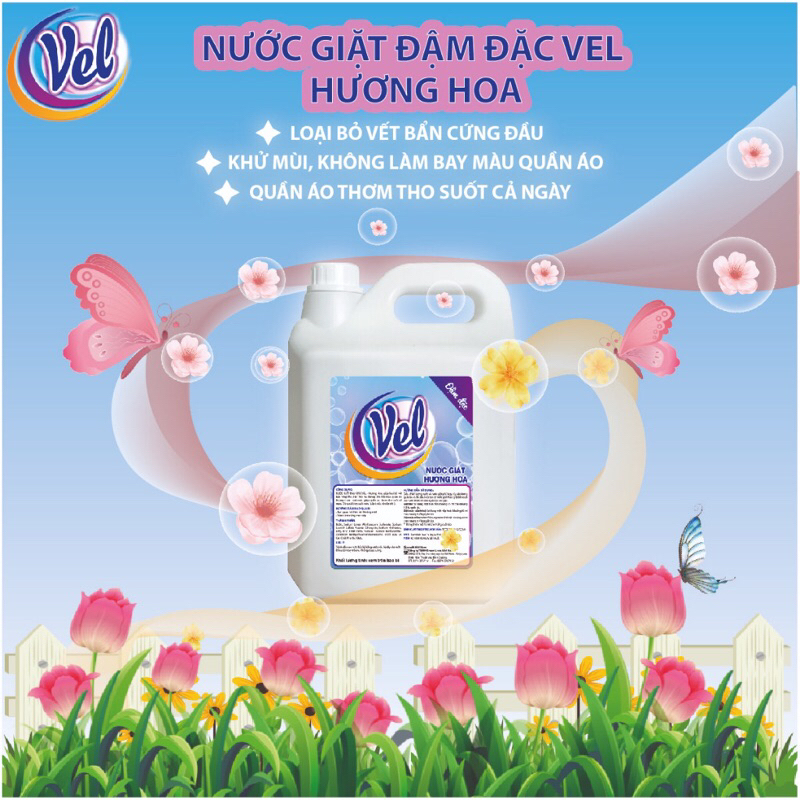 Nước Giặt Vel Đậm Đặc Hương Hoa 5 lít