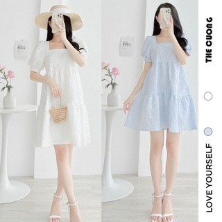 Đầm váy bầu c816 babydoll tay bông công chúa vintage váy cổ vuông sang chảnh - đầm váy dự tiệc đi chơi hot trend
