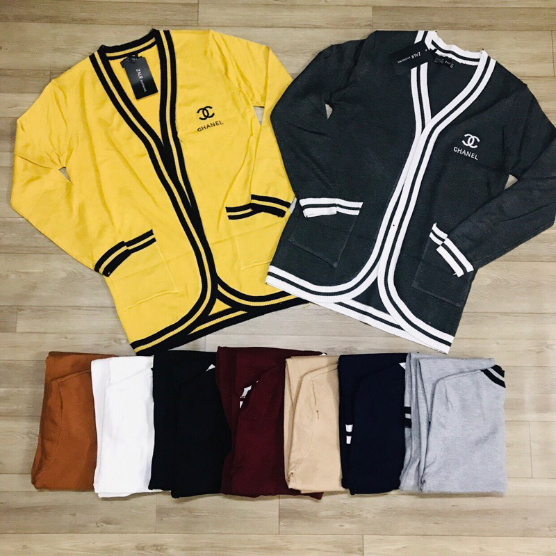 Áo khoác len cardigan dáng dài viền túi 2 bên siêu hot!