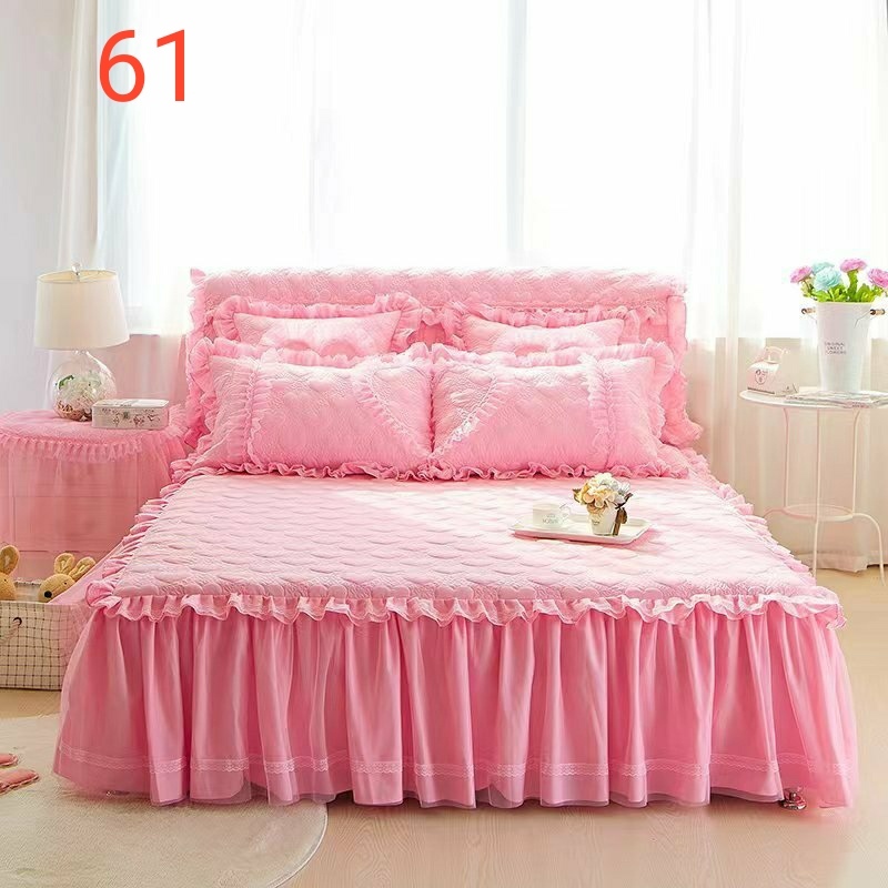 Bộ Chăn Ga Gối 4 món Cotton bèo phủ tiểu thư hàn quốc , Ga Cưới Phong Cách Công Chúa