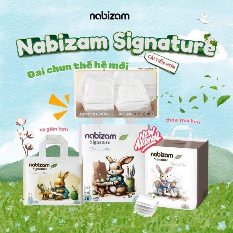 (Chính hãng) Tã/bỉm quần đóng đêm Nabizam Signature nội địa Hàn Quốc siêu thấm hút L30/XL26/XXL22/XXXL20