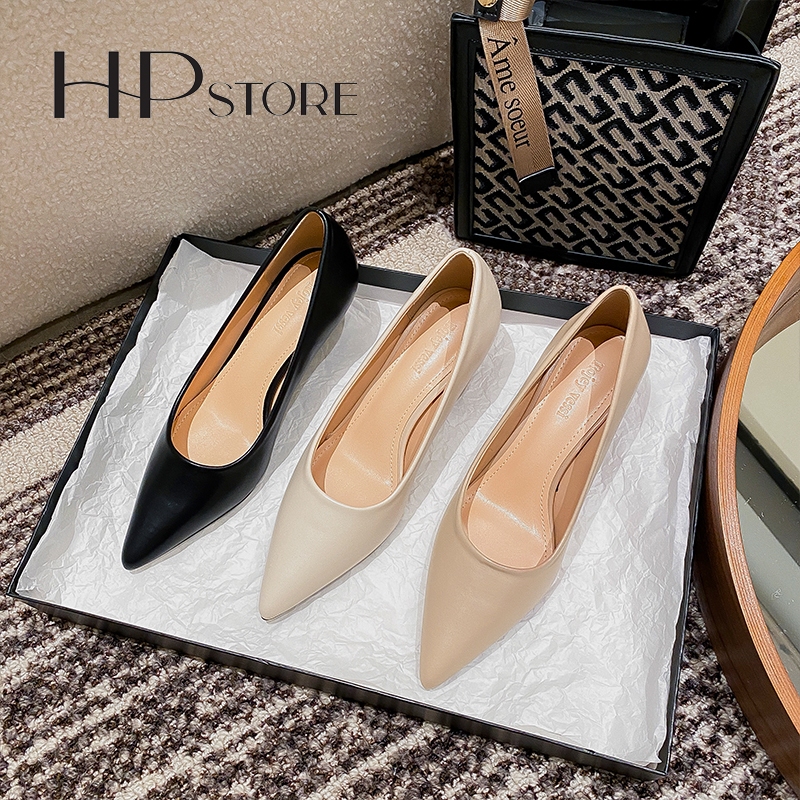 Giày mũi nhọn gót nhọn 3CM DA THẬT 100% mã C10