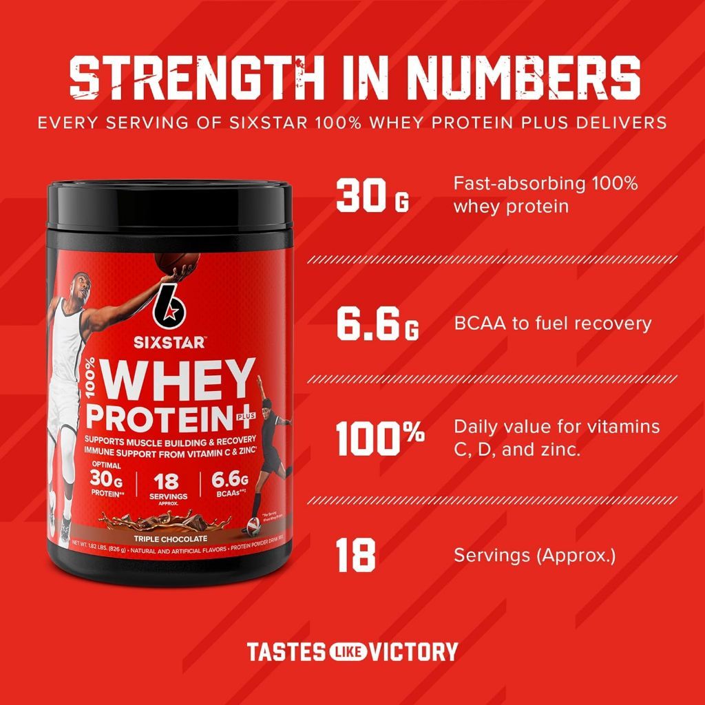 Whey Protein Plus bổ sung Vitamin C+ Kẽm ''Six Star'' hương vị tuyệt hảo : 830g