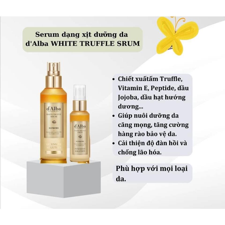 Serum xịt khoáng D'ALBA WHITE TRUFFLE SERUM SUPREME INTENSIVE SOLUTION