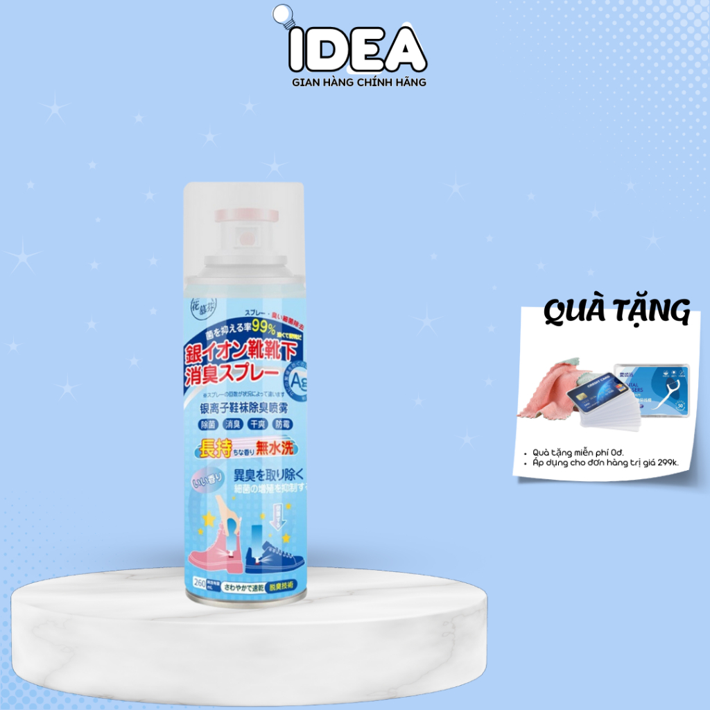 Xịt thơm khử mùi hôi giày dép, tất vớ hạn chế mùi hôi chân cho giày dép kháng khuẩn Nano bạc, giữ cho giày dép thơm lâu