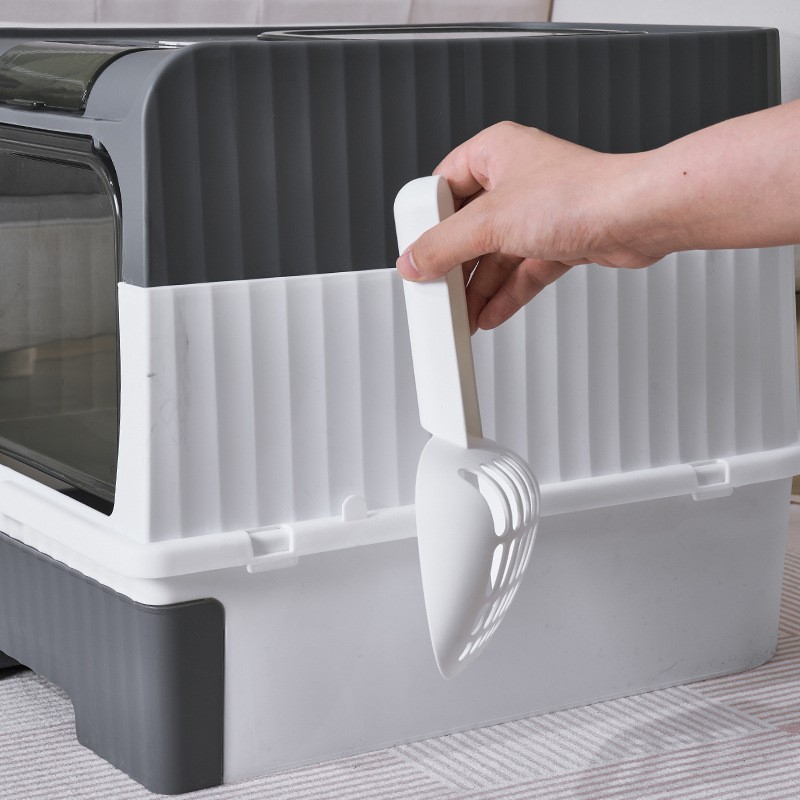 Nhà vệ sinh cho mèo NatSu Pet hai cửa có ngăn kéo chống văng cát đèn UV khử khuẩn tặng xẻng túi khử khuẩn