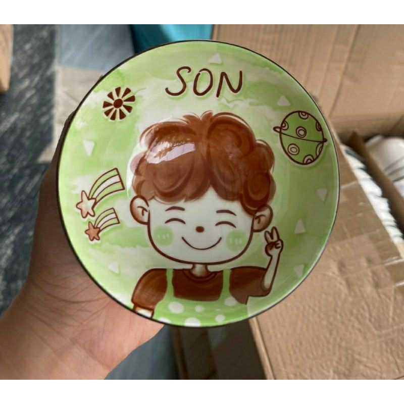 Bộ 4 bát sứ gia đình 5d siêu cute.
